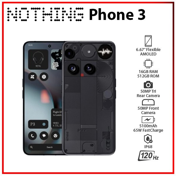 Nothing Phone 3 5G BLACK 16GB+512GB Dual SIM Unlocked Android Cell