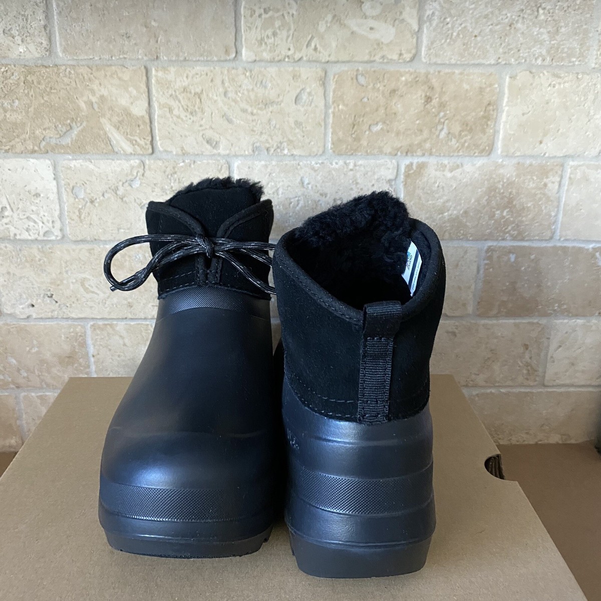 UGG TASMAN X LACE BLACK WATERPROOF RUBBER WOOL RAIN BOOTS SHOE