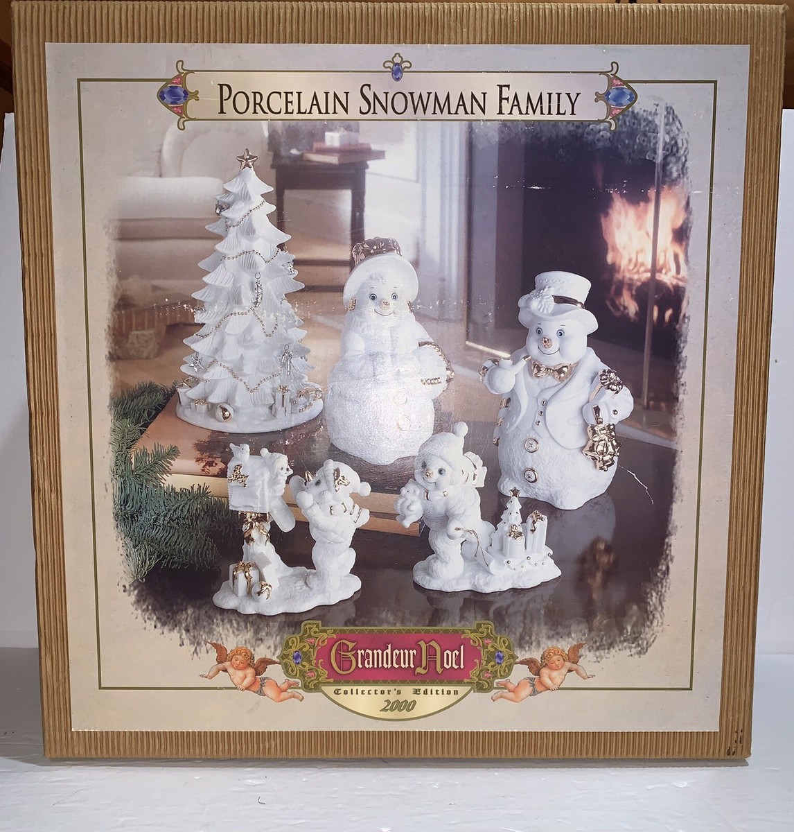 GRANDEUR NOEL PORCELAIN CHRISTMAS SNOWMAN FAMILY 2000 5 Pc Set. | eBay