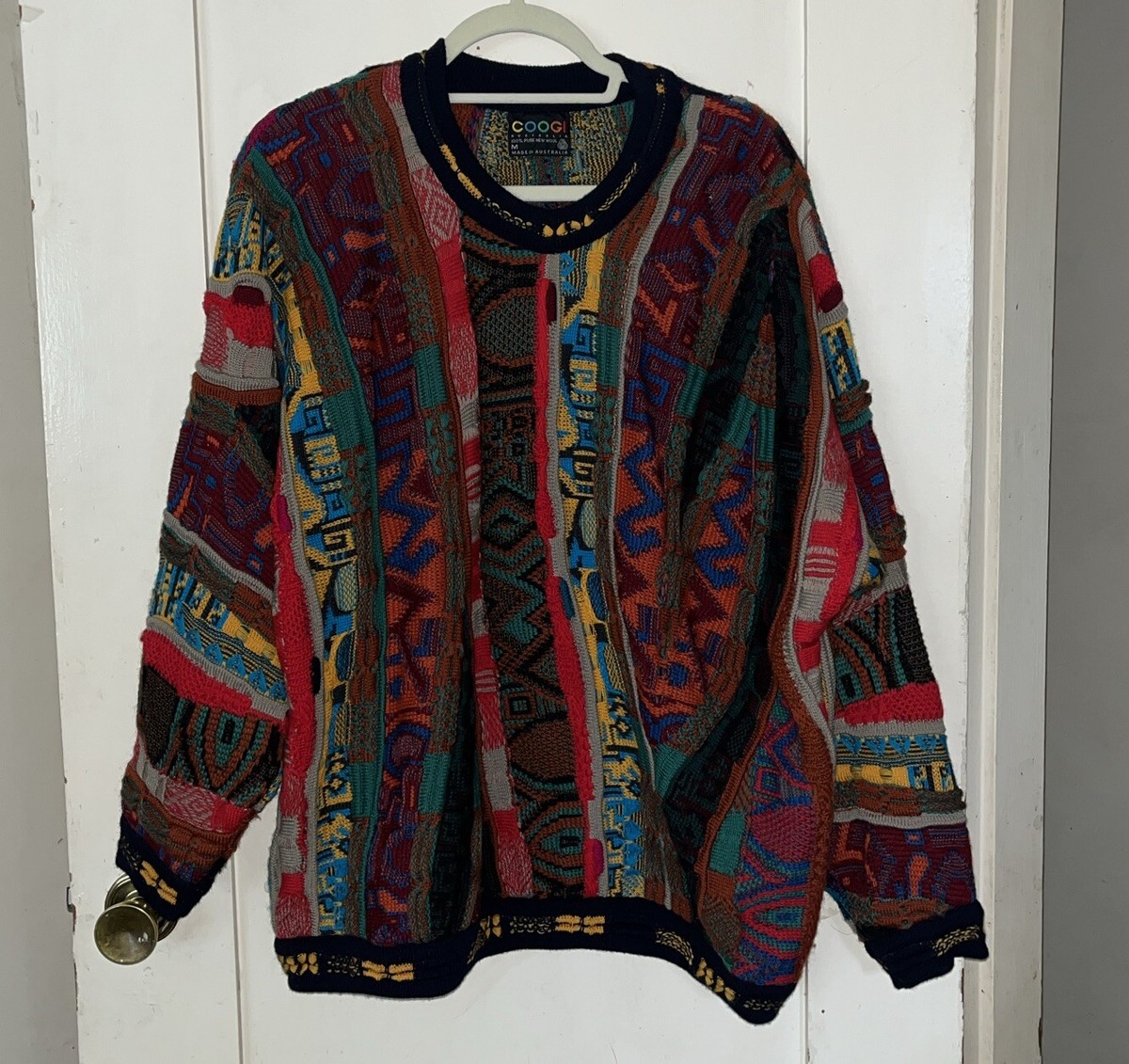 COOGI Cable Knit Sweater Abstract 3D Biggie OG Color Way 90s Hip