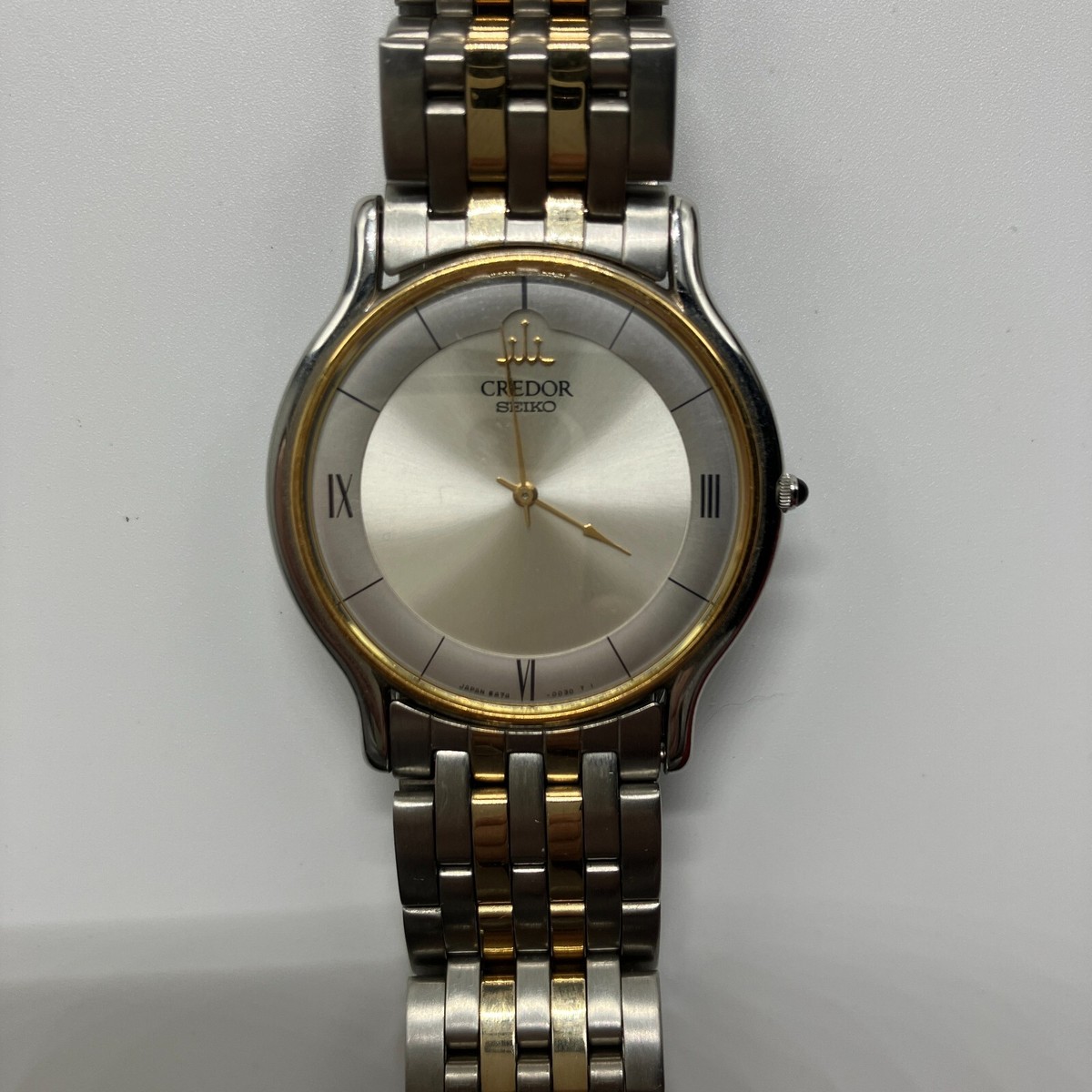 SEIKO 5A74-0020 CREDOR 18KT Bezel Men Quartz Watch Stainless Steel