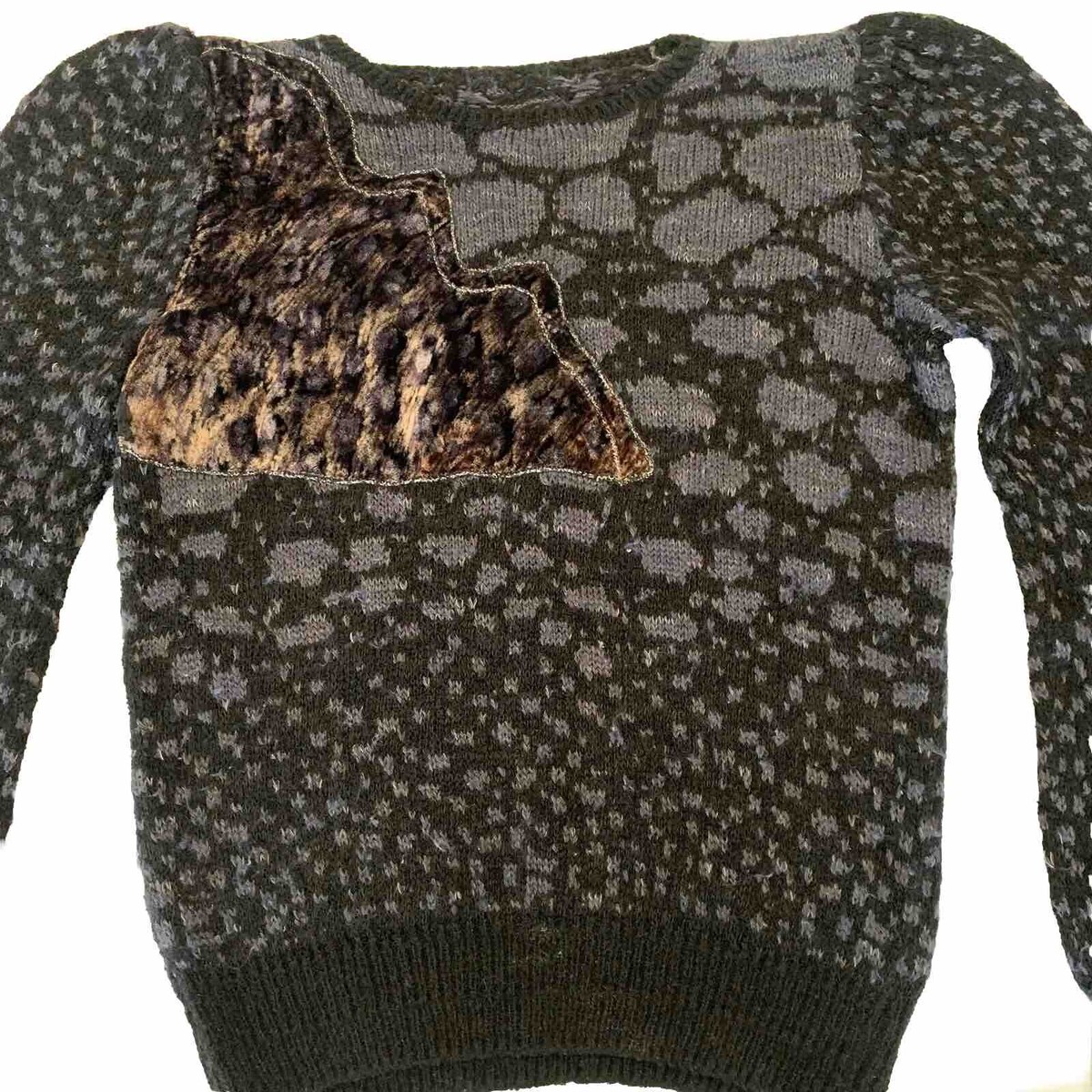 Vintage Sweater Knit Wool Fuzzy Acrylic Soft Pattern Retro Glam 36