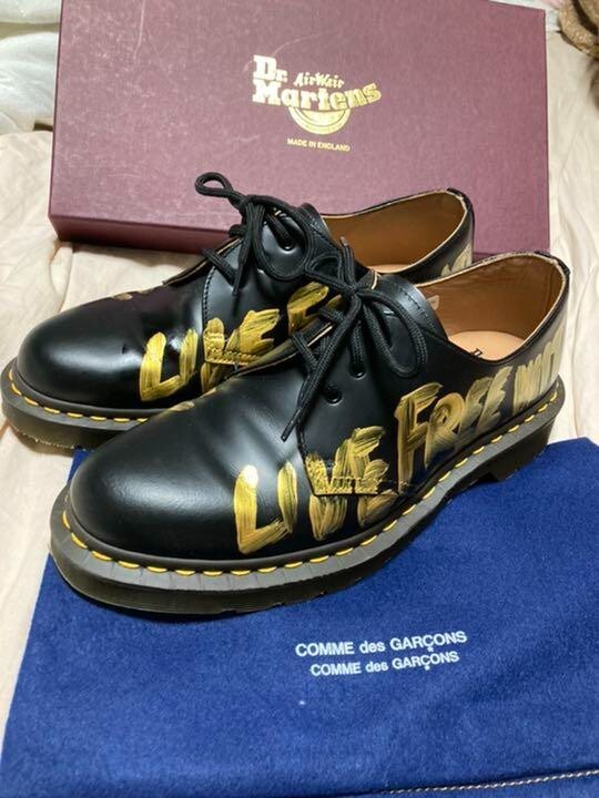 Comme des Garçons Dr. Martens Paint 3 Hole Leather Shoes Made in