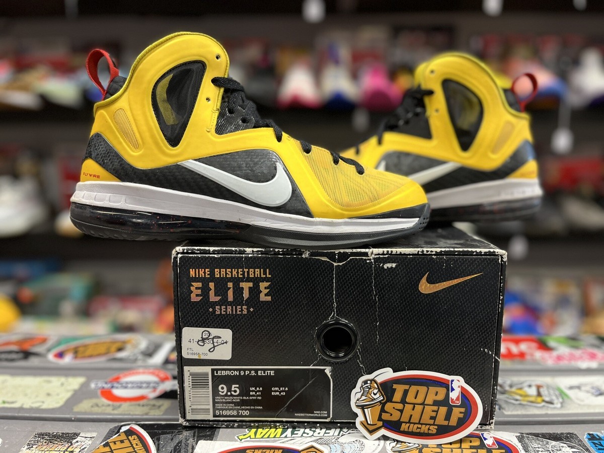 Nike Lebron 9 PS Elite 2012 Size 9.5 Used Rare Yellow Black High