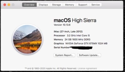 2012 imac 27 with upgrades. 24gb Ram, 1TB hard drive very lightly