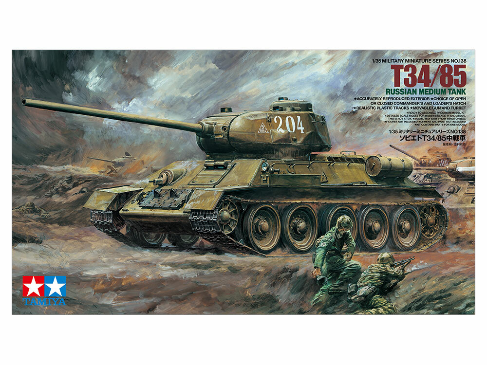 Tamiya 1/35 Model Kit Soviet Army T34 / 85 Medium Tank from Japan