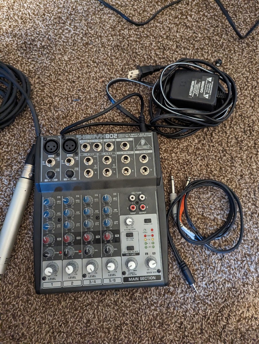 Behringer Xenyx 802 Mixer 8 Channel with power supply And MXL 991