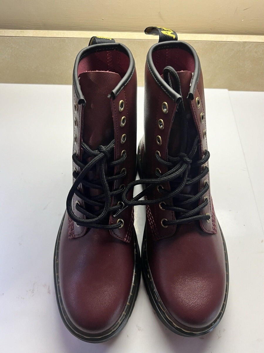 Dr Martens Unisex Zavala Red Cherry Leather Lace-up Flat Combat