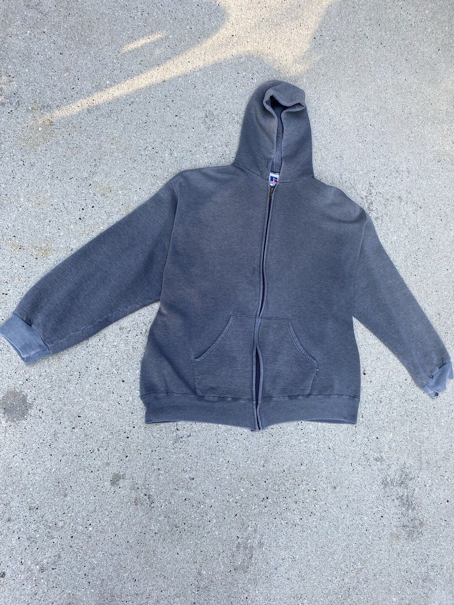 Vintage Russell athletic gray blank zip up hoodie sweatshirt | eBay