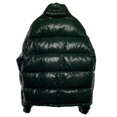 MONCLER EVEREST DOWN JACKET SHINY NYLON GREEN Zip Up Logo Patch
