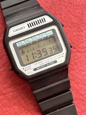 Vintage CASIO Melody Alarm Digital Watch Working Light Rare Japan