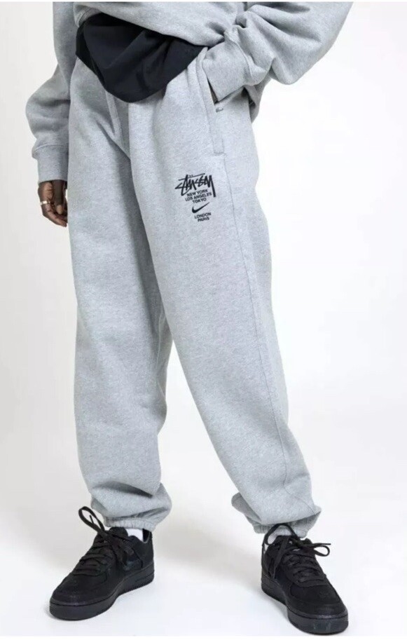 Nike X Stussy Men's NRG International Grey Fleece Sweatpants Size