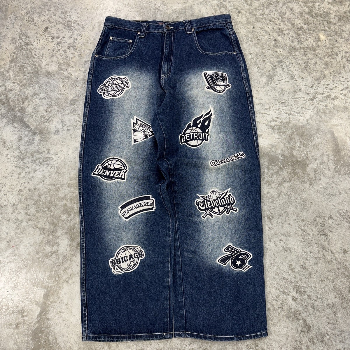 Fubu jeans Mens 38X32 y2k baggy patches NBA basketball hip hop