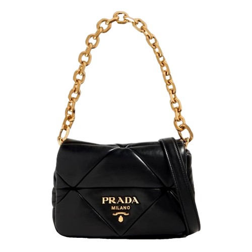 PRADA Vintage Leather One-Shoulder Bag Beige Y2K Excellent