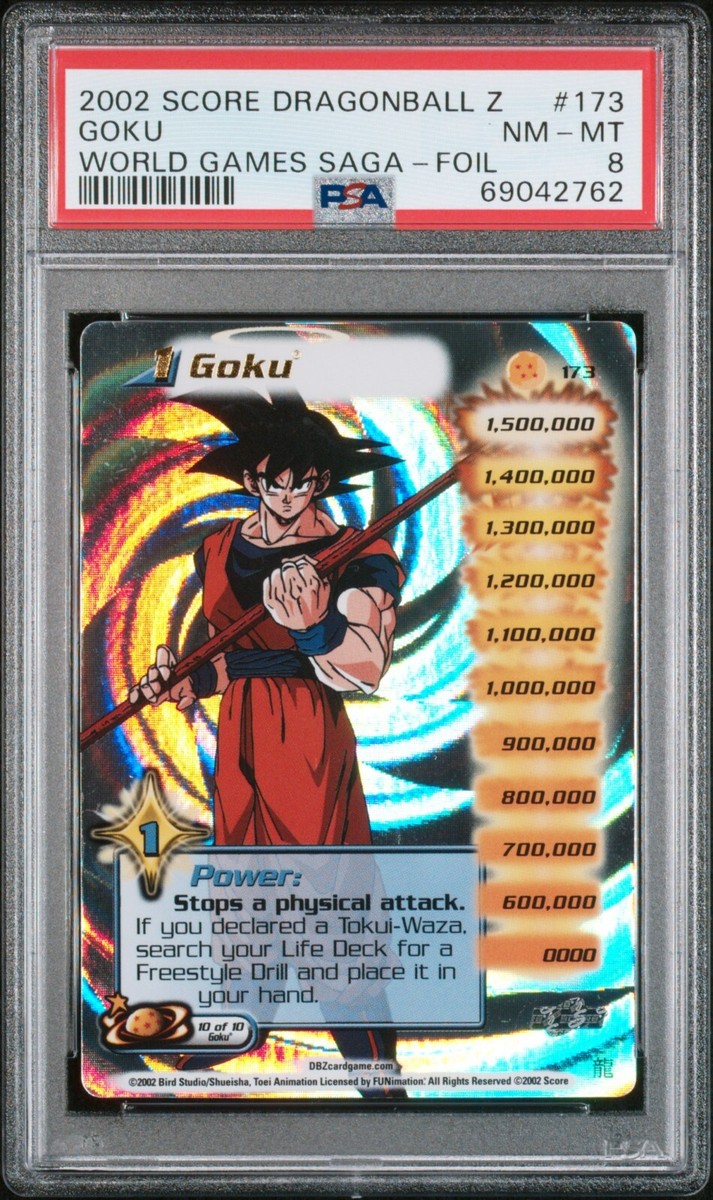 PSA 8 Limited Hi-Tech Foil Goku 2002 World Games Saga DBZ #173