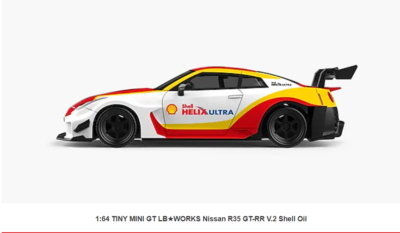 MINI GT x Shell 262 Nissan LBWK GTR R35 RR Hong Kong Shell Special