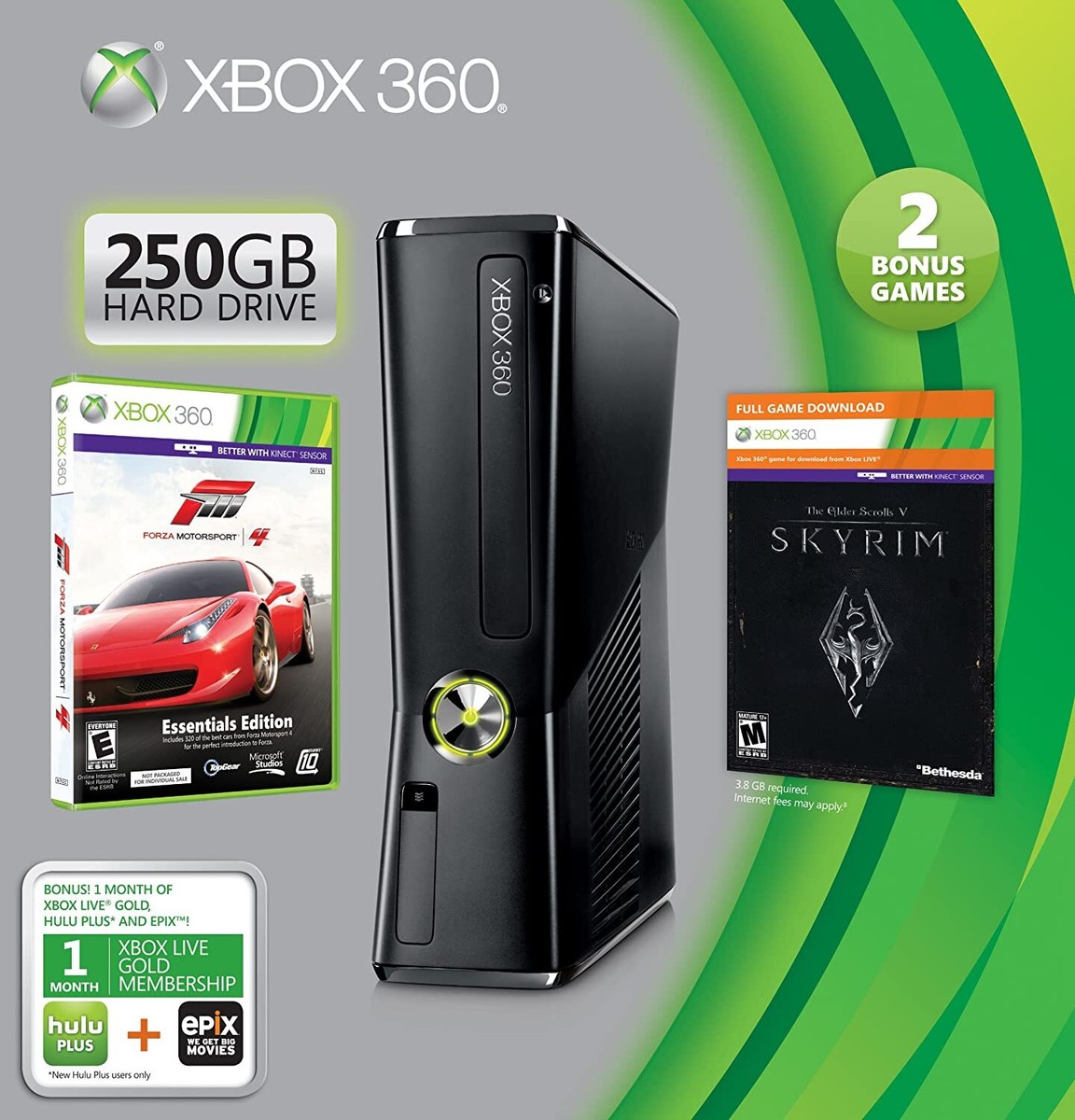 Microsoft Xbox 360 Holiday Bundle 250GB Black Console (R9G-00165