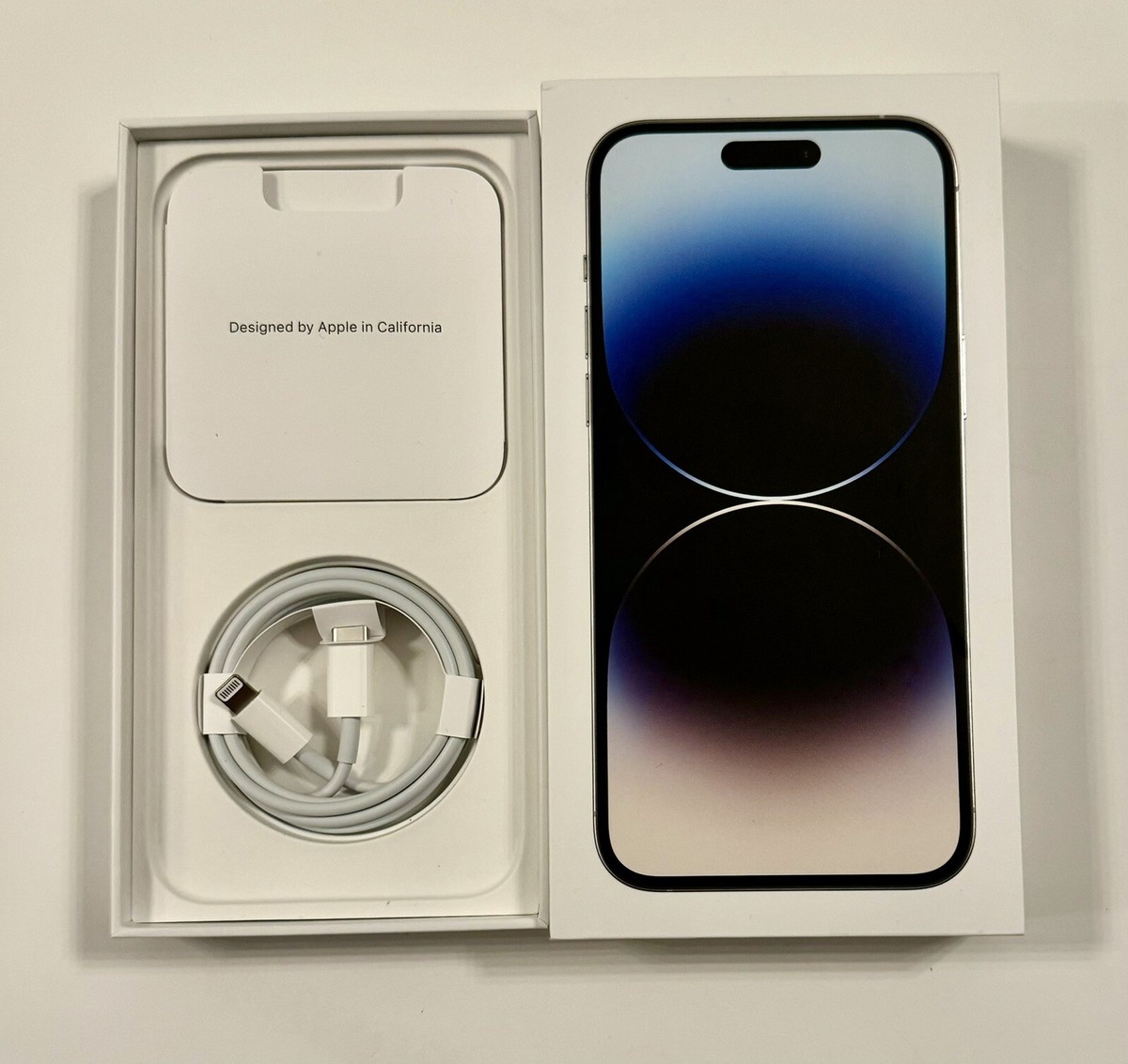 Apple iPhone 14 Pro Max Silver 128gb EMPTY BOX ONLY and Charging