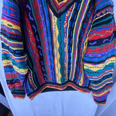 Vintage Cuggi Sweater Mens Medium Multi Wool 3D Knit Coogi Made