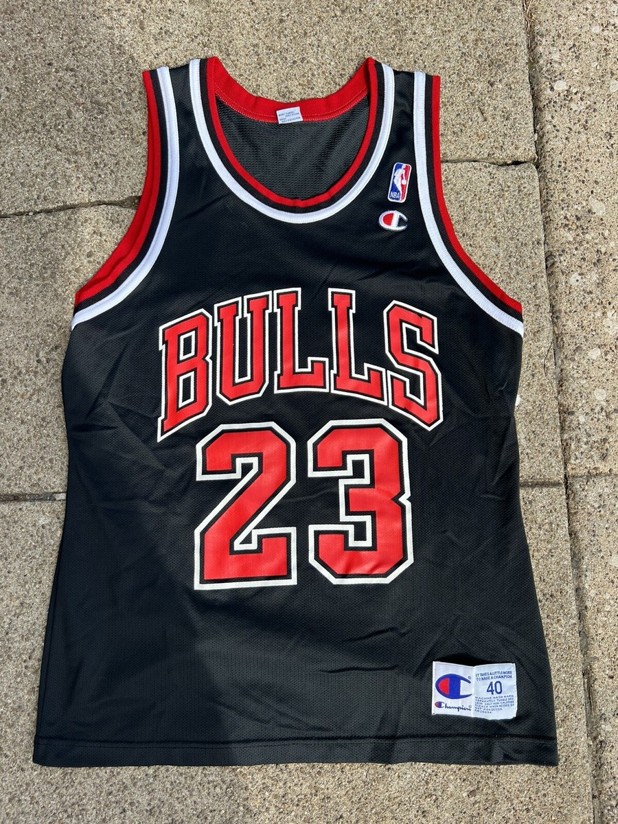 Vintage 90s Champion Chicago Bulls Michael Jordan #23 NBA Black
