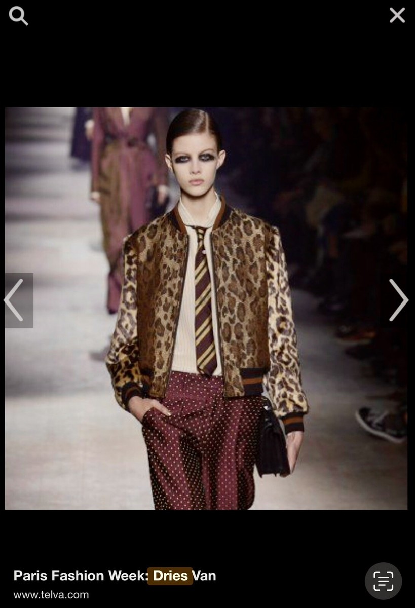 Dries Van Noten RUNWAY “Vascot” Leopard Bomber Jacket W/ Faux Fur
