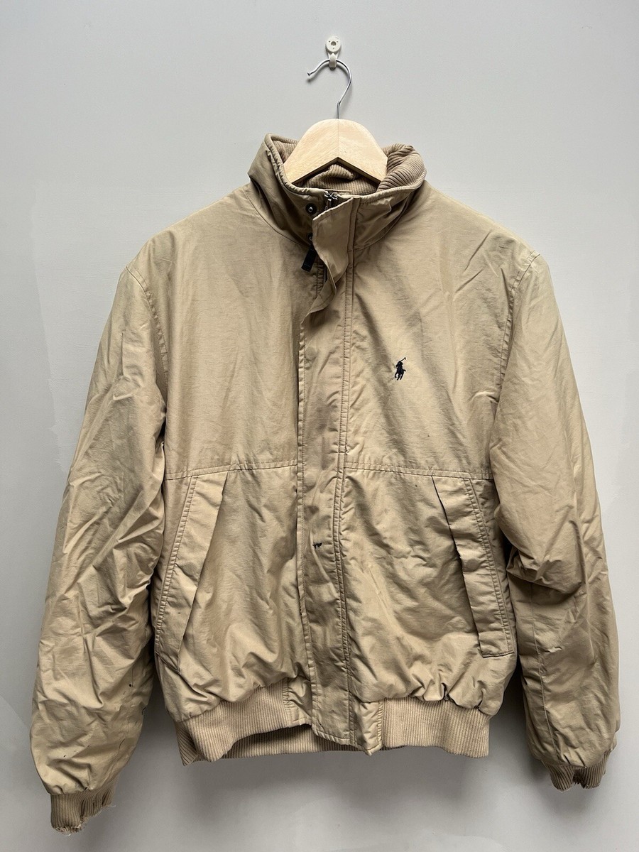Vintage 90s Polo Ralph Lauren Zip Tan Fleece Lined Jacket S Winter