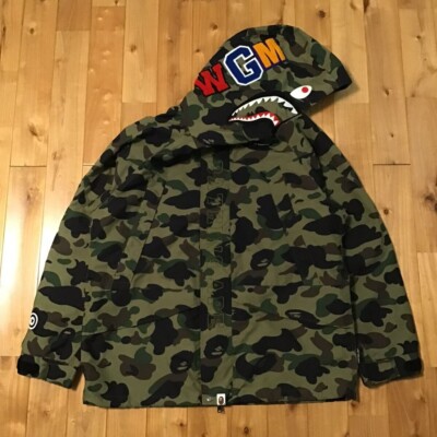 BAPE 1st camo green shark hoodie snowboard jacket A Bathing Ape