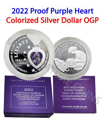 2022 W National Purple Heart Hall of Honor Colorized Silver Dollar