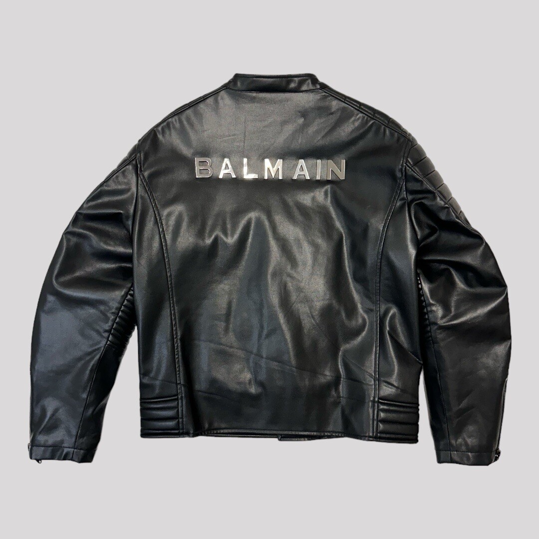 Balmain Paris Biker Synthetic Leather Jacket Size L | eBay