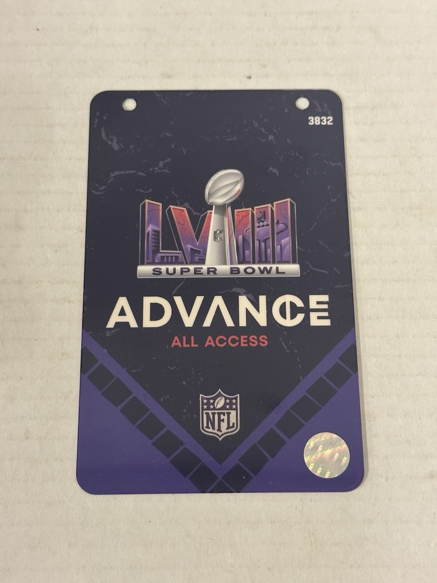 Super Bowl LVIII Gameday Advance Access Pass Plastic Badge Ticket