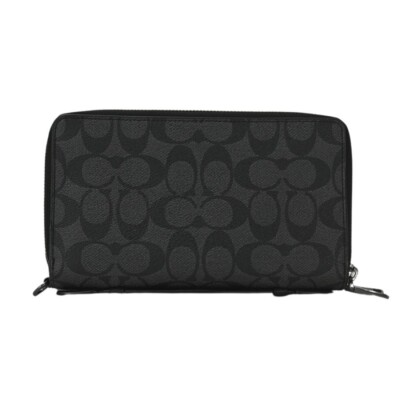 Coach F66562 QBMI5 Signature Double Zip Travel Organizer Charcoal