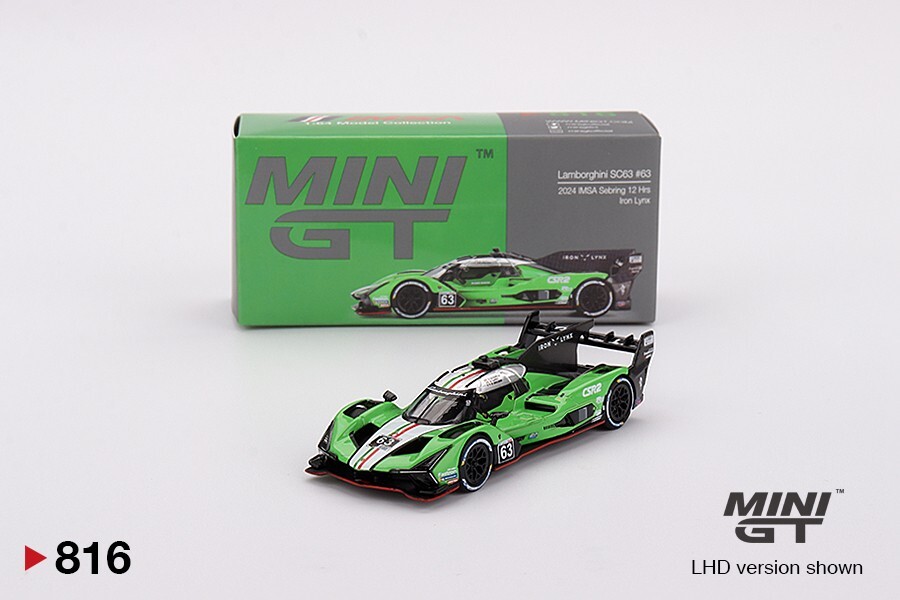 Mini GT 1:64 Lamborghini SC63 #63 Iron lynx 2024 IMSA Sebring 12