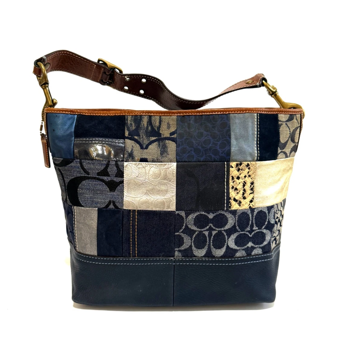 Coach Patchwork Denim Exterior Shoulder Bags Bags & Handbags for