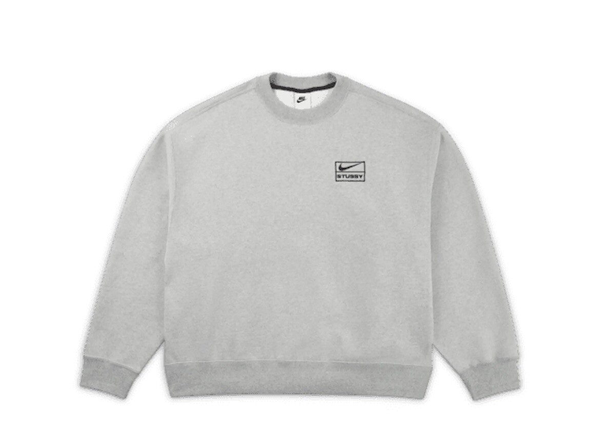 Nike x Stussy Fleece Crewneck Sweatshirt Heather Grey Crew Large