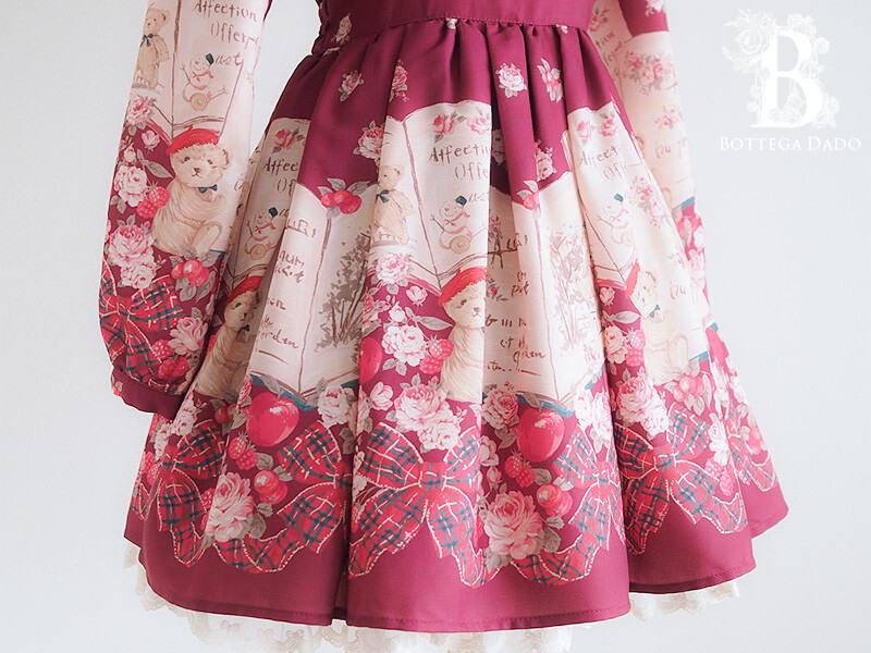 🌹LIZ LISA🌹Teddy Bear Book Dress OP Bordeaux Winter Romantic