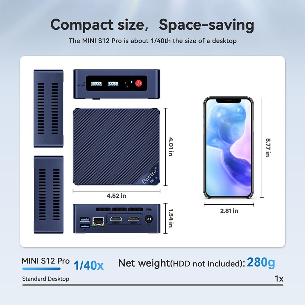 Beelink MINI S 12 Pro Intel Processor N100 Windows 11 Office MINI