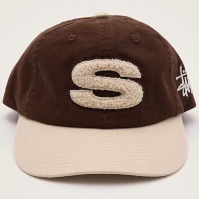 Stussy LOW PRO CHENILLE S STRAPBACK Cap Logo color Brown Mens hat