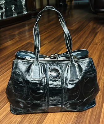 COACH Black Patent Leather F15658 Handbag / Purse | eBay