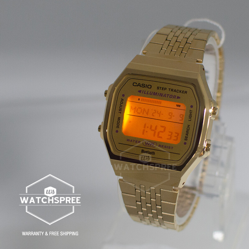 Casio Vintage Bluetooth® Step Tracker Gold S.Steel Band Watch ABL