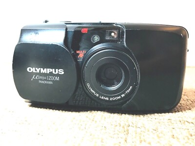 OLYMPUS μ [mju:] Zoom Panorama Black 35mm Point & Shoot Film