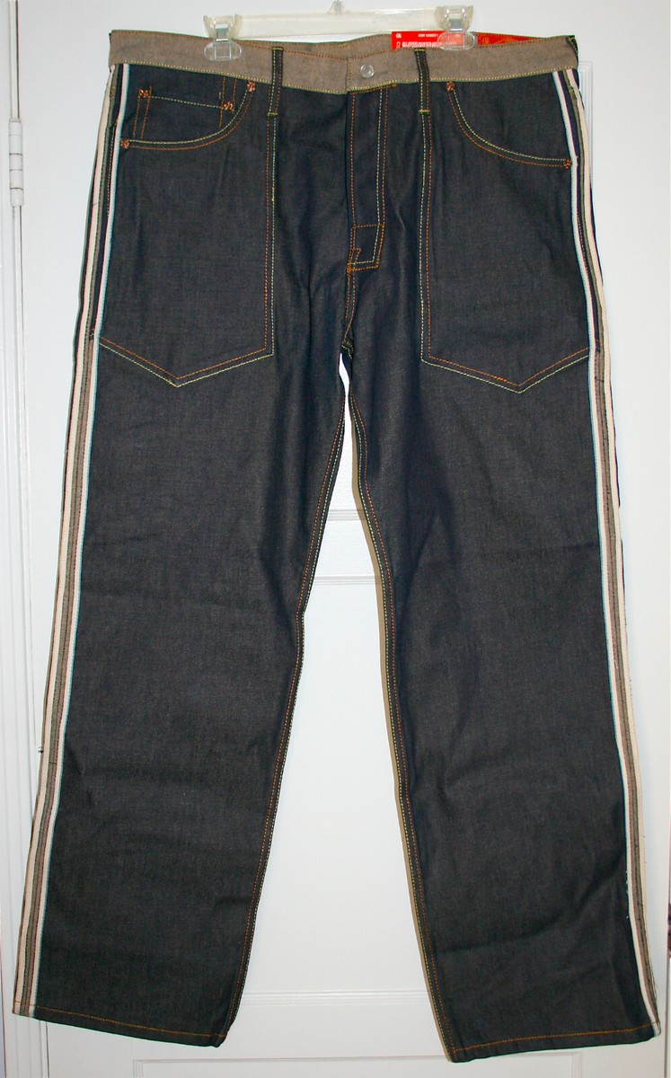 NEW EVISU Men's Reversible Button Snap Hip Hop Rap Retro Denim