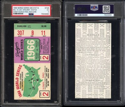SANDY KOUFAX LAST GAME 1966 WORLD SERIES GAME 2 TICKET STUB 10/6