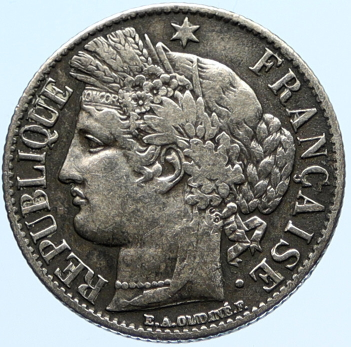 1871 A FRANCE with LIBERTY and MOTTO Genuine French Silver 1 Franc