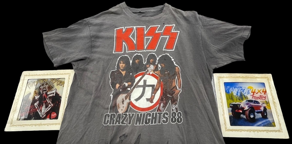 Vintage 1988 KISS Crazy Nights Tour T-shirt Size Large Mirror Lot