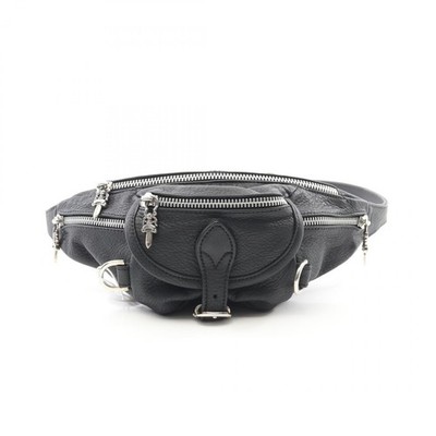 CHROME HEARTS SNAT PACK MINI Waist Belt Bum Bag leather Black Used