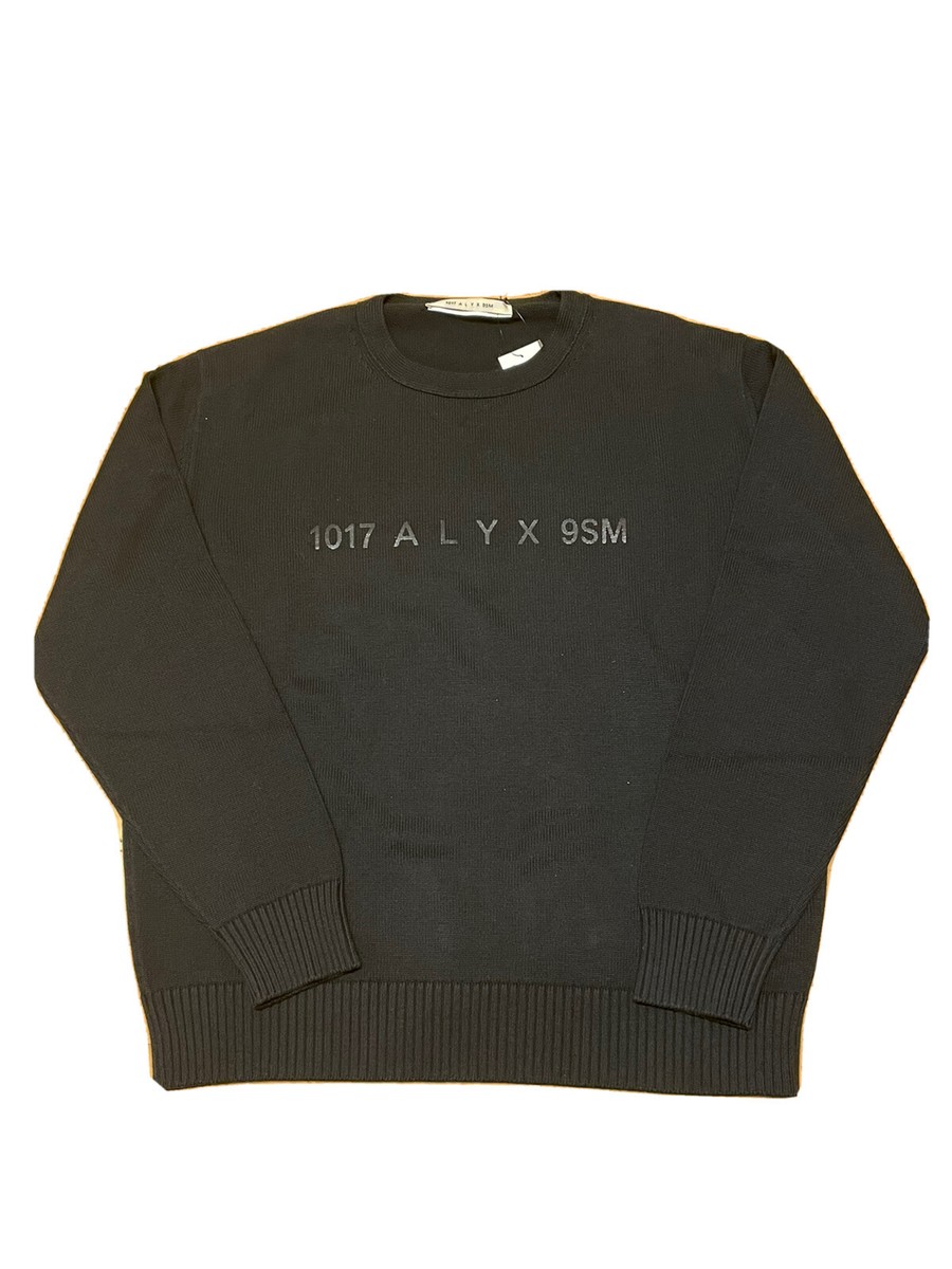 1017 ALYX 9SM Logo Cotton Crewneck Sweater Black Men's Size Large