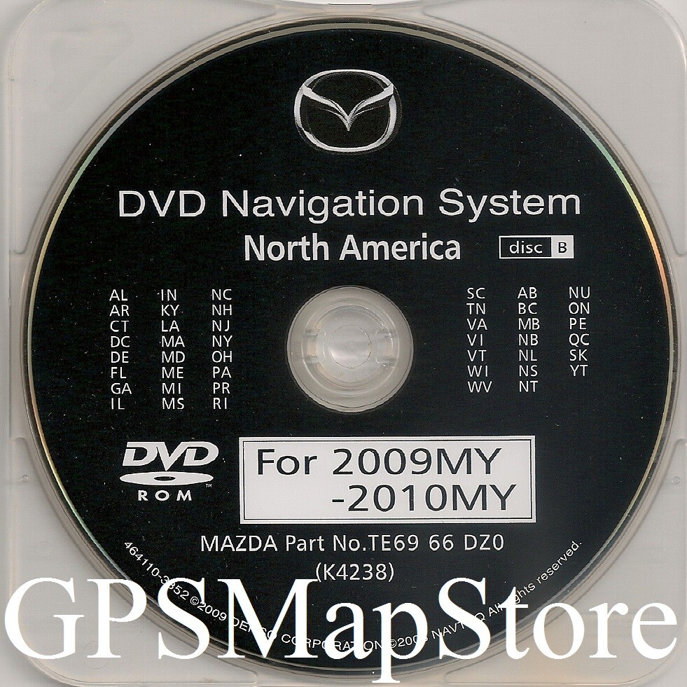 2009 2010 2011 2012 Mazda CX-9 Mazda6 Navigation DVD Coverage EAST