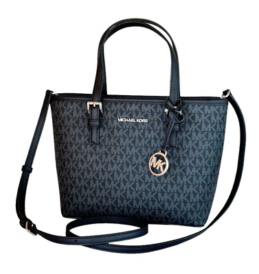 MICHAEL KORS JET SET TRAVEL XS CARRYALL TOTE SHOULDER BAG MK BLACK