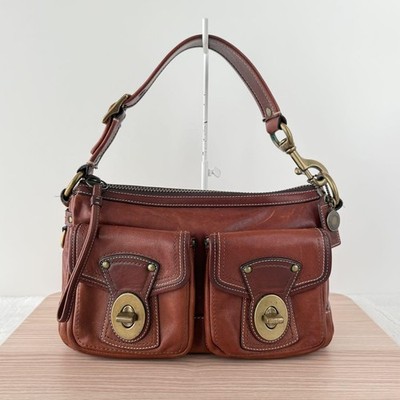 COACH 65th Legacy Turnlock One Shoulder Bag Leather Brown Used