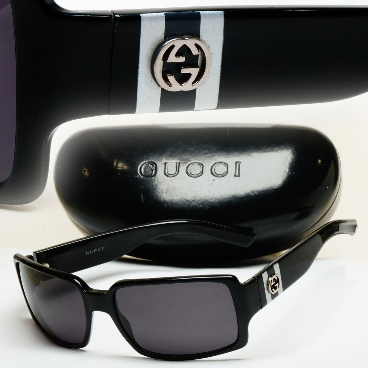 Gucci Sunglasses 2004 Vintage Black Wrap Square Retro GG 2563/S